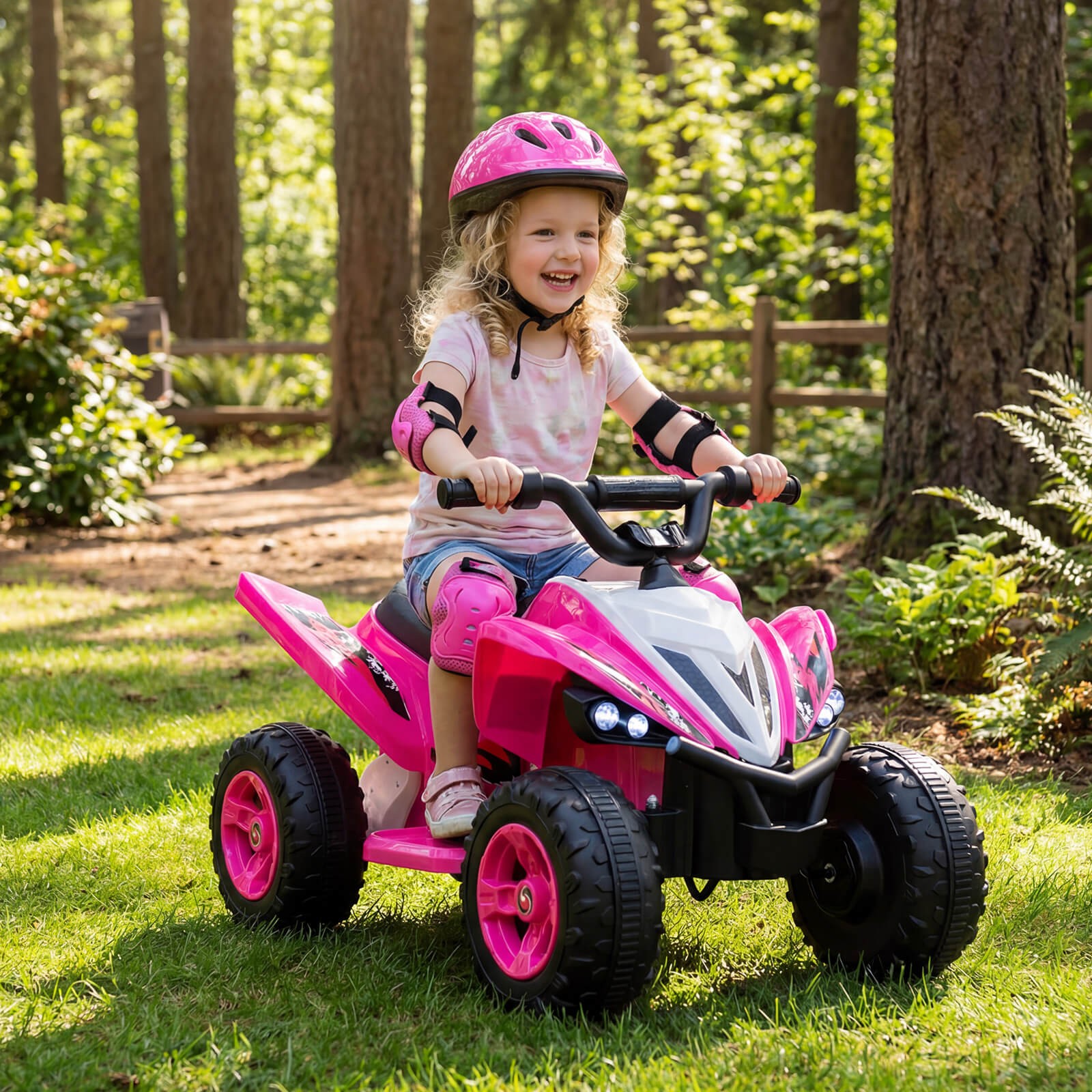 12V Quad 4 Wheeler Ride on Toy with Music, Light, USB Port, Wireless Connection
