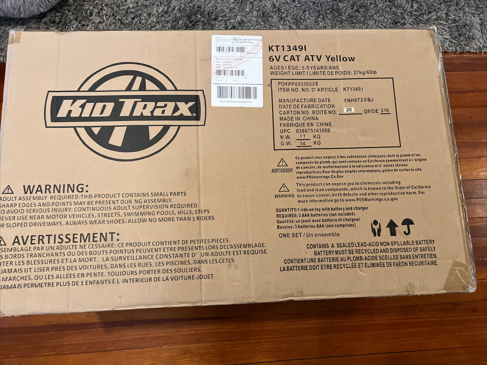 Kid Trax Caterpillar ATV Toddler Ride On Toy, 6 Volt Battery, 3-5 Years, NIB