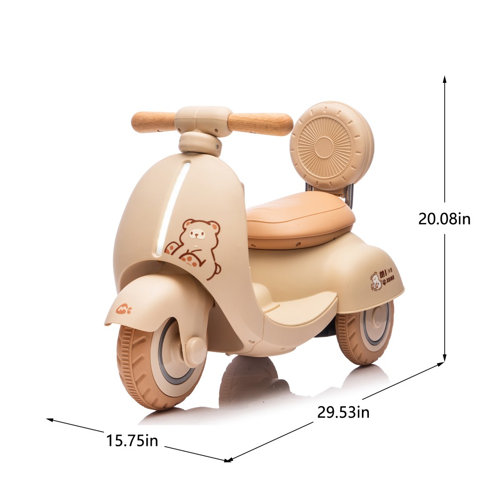 Kids Electric Motorcycle with Parent Control Three-Wheel Stable Wooden Handle