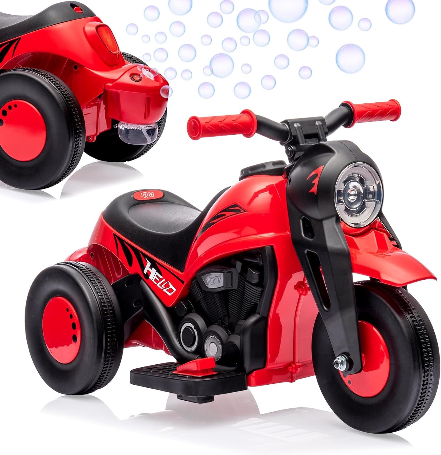 🌟 6V Electric Ride On Motorcycle 3 Wheel Kids Toy w/ Music Bubble Light