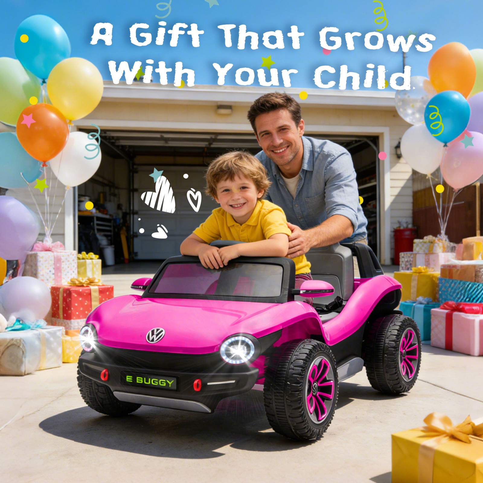 12V Kids Ride On Car w/Remote Licensed Volkswagen Beetle Electric Car 1.5-2.5MPH