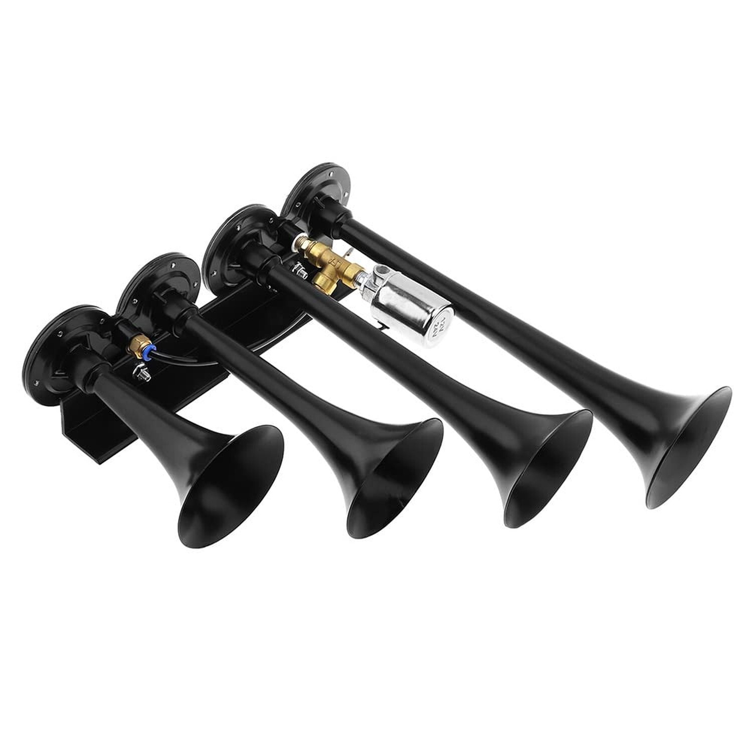 12V / 24V Truck Train Air Horn, 185dB Super Loud Four Trumpet Air Horn for Ca…