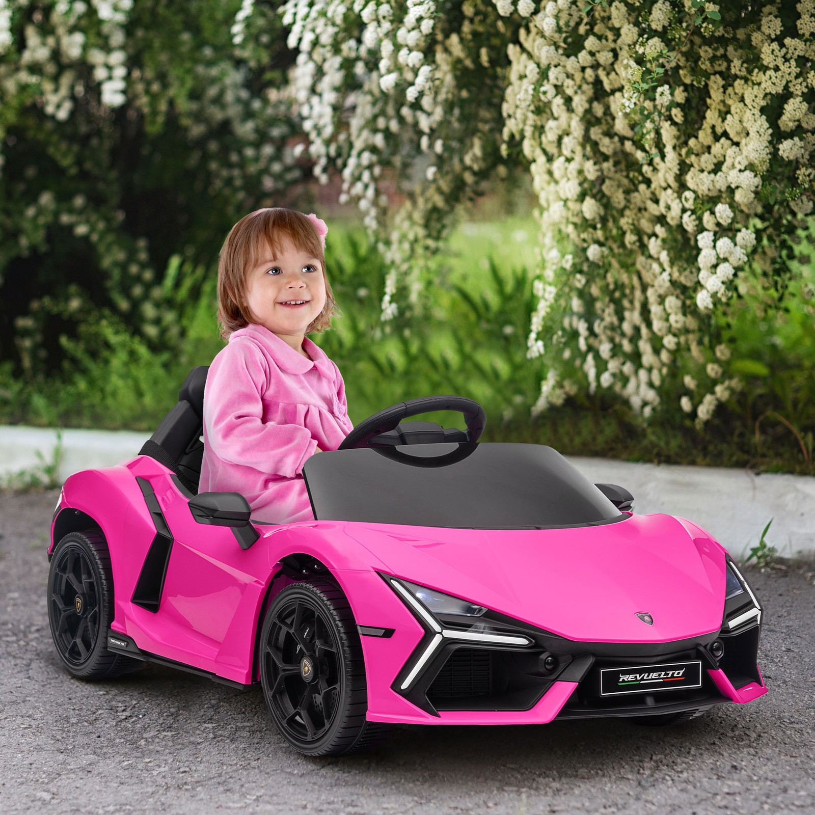 Lamborghini Revuelto Licensed Kids Ride on Car w/ Suspension, Pink
