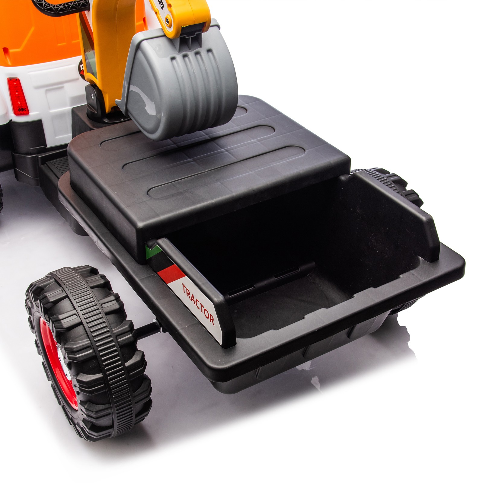 24VKids Ride on Electric Tractor Toy Excavator Vehicle Construction Truck Orange
