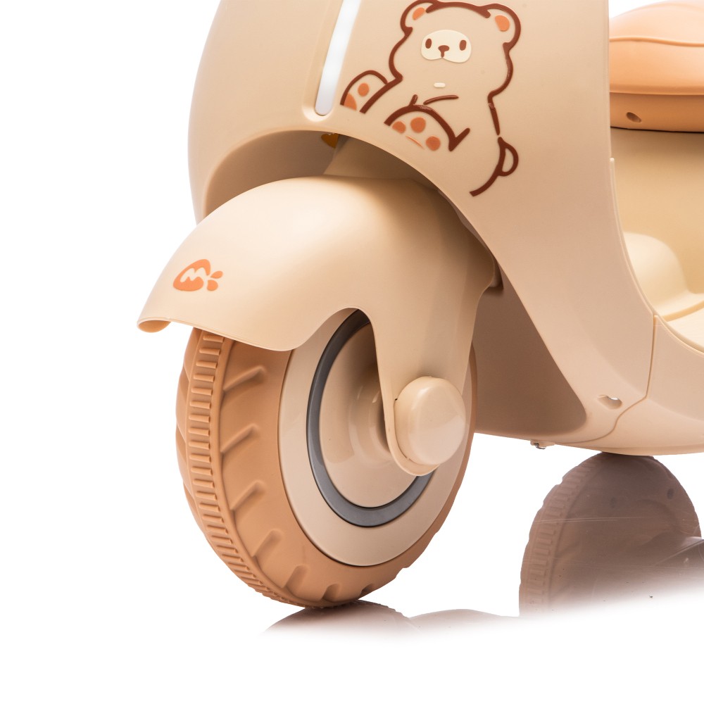 Kids Electric Motorcycle with Parent Control Three-Wheel Stable Wooden Handle