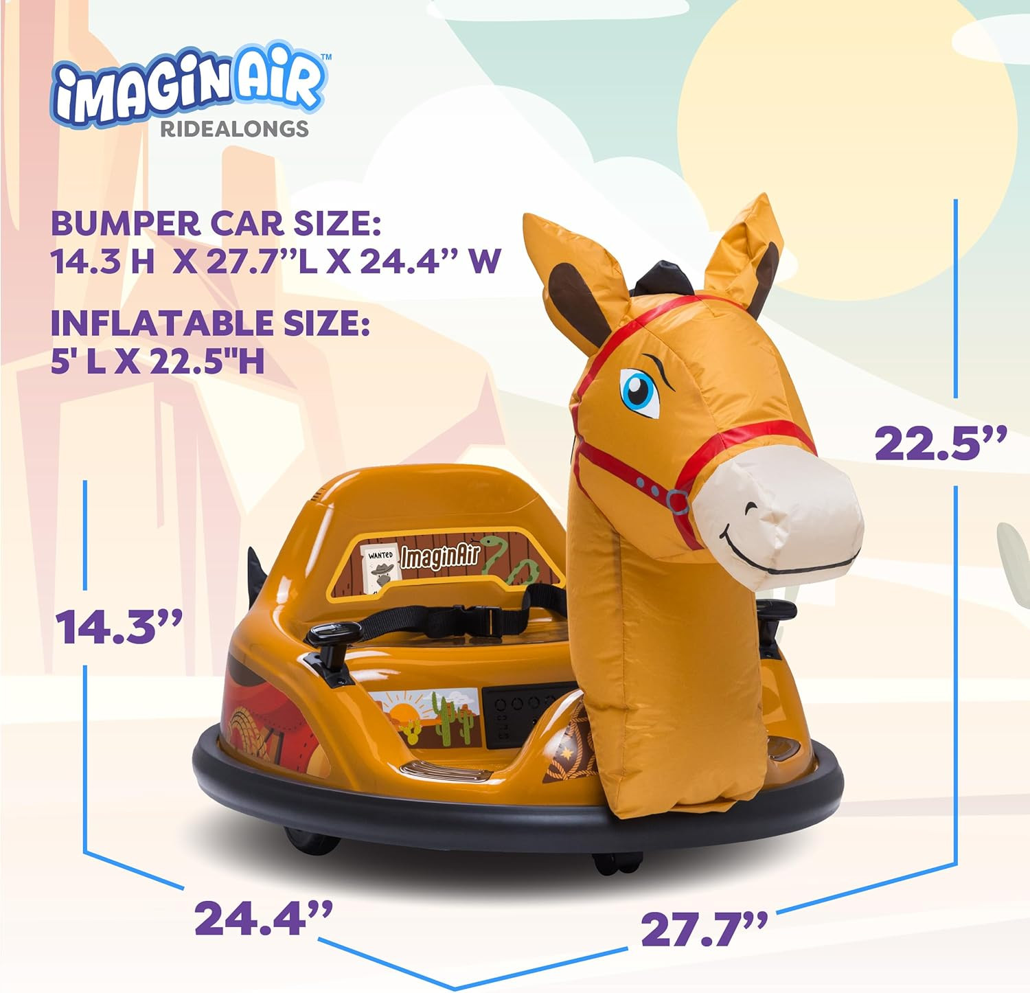 6V Electric Horse Bumper Car for Toddlers with Remote, Music & LED Lights