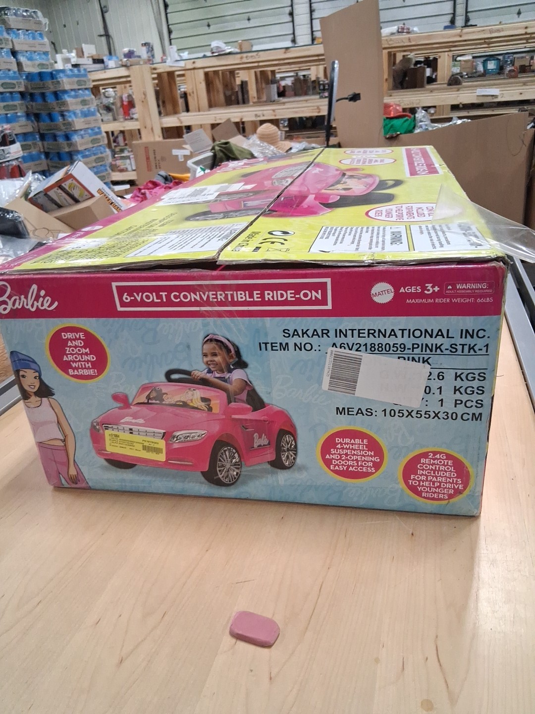 Barbie 6 Volt Convertible Kids Ride On Car with Remote Control Pink New In Box