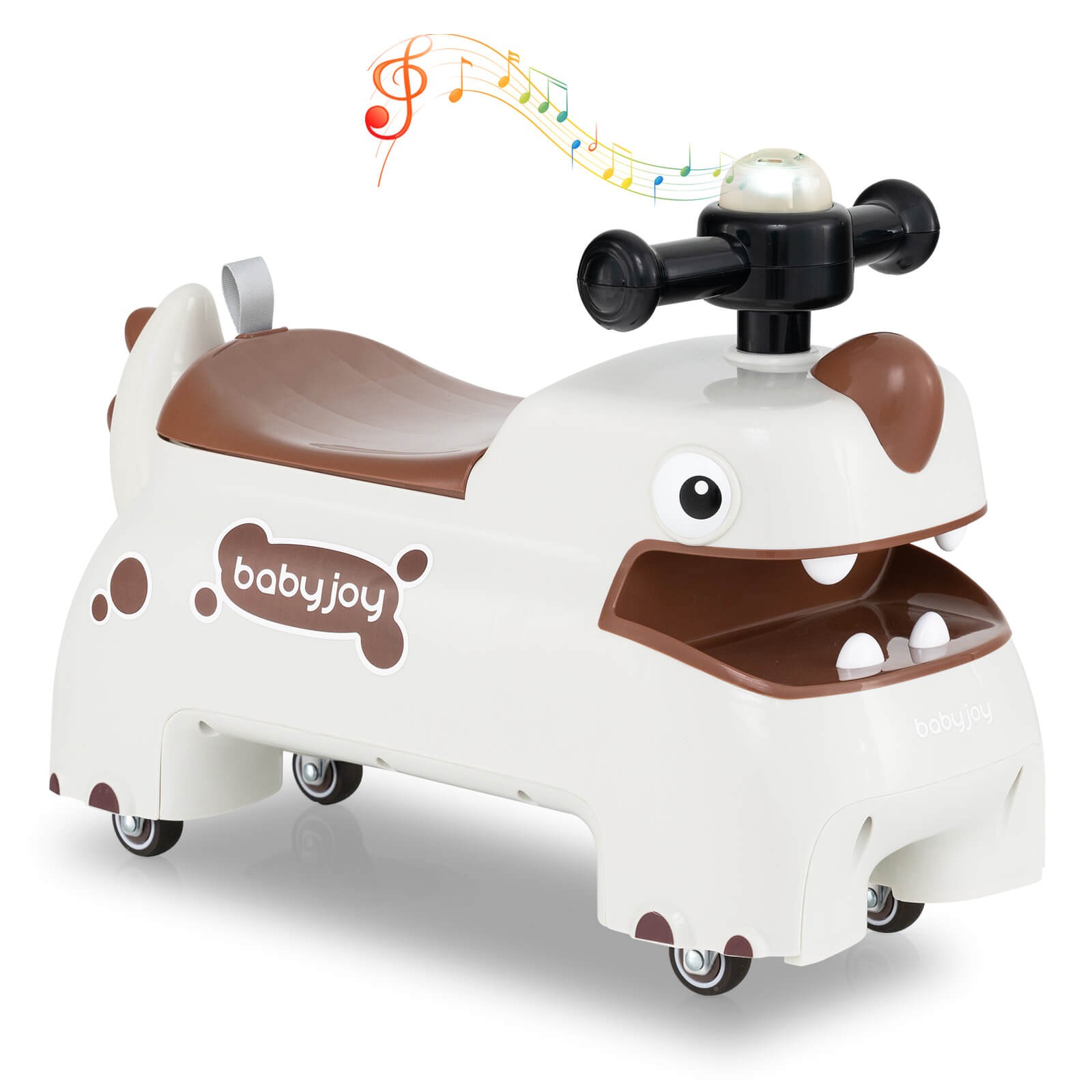 Ride on Toy Baby Dinosaur Sliding Car w/ 4 Universal Casters Under-Seat Storage