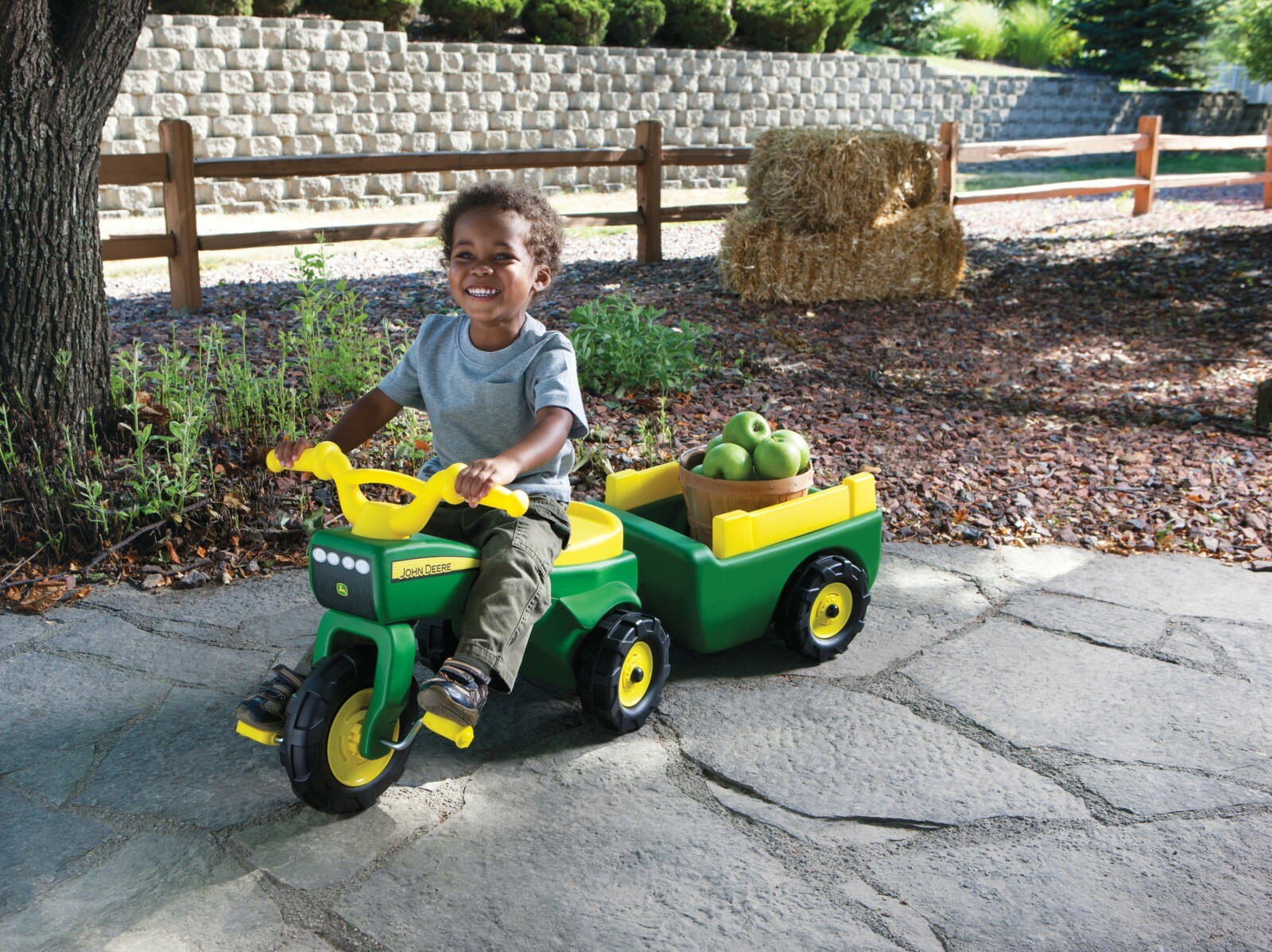 Kids Ride On Pedal Tractor with Trailer John Deere Toys Indoor Outdoor Playing