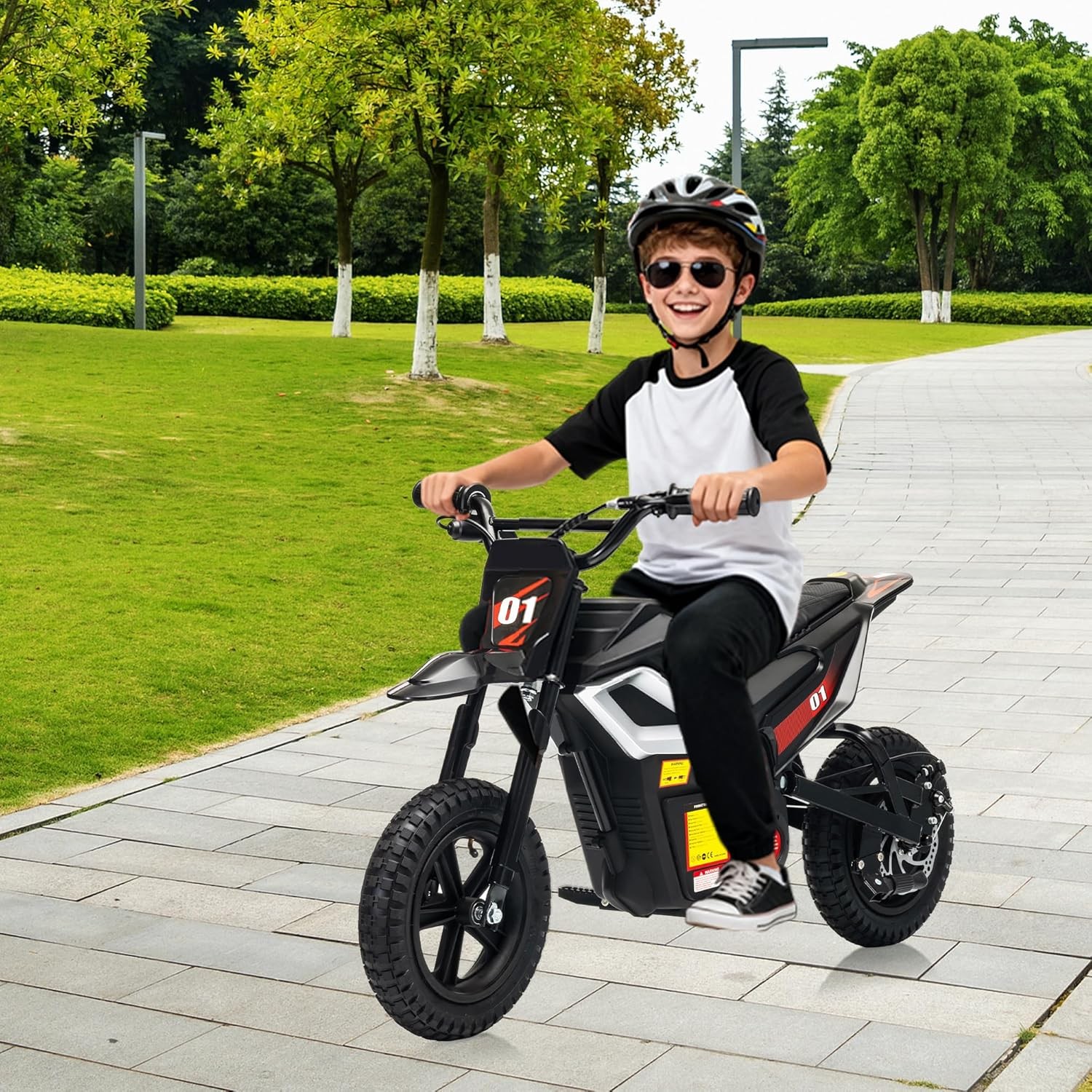 24v Ride on Motorcycle for Kids 350w Mini Dirt Bike 14 MPH Black