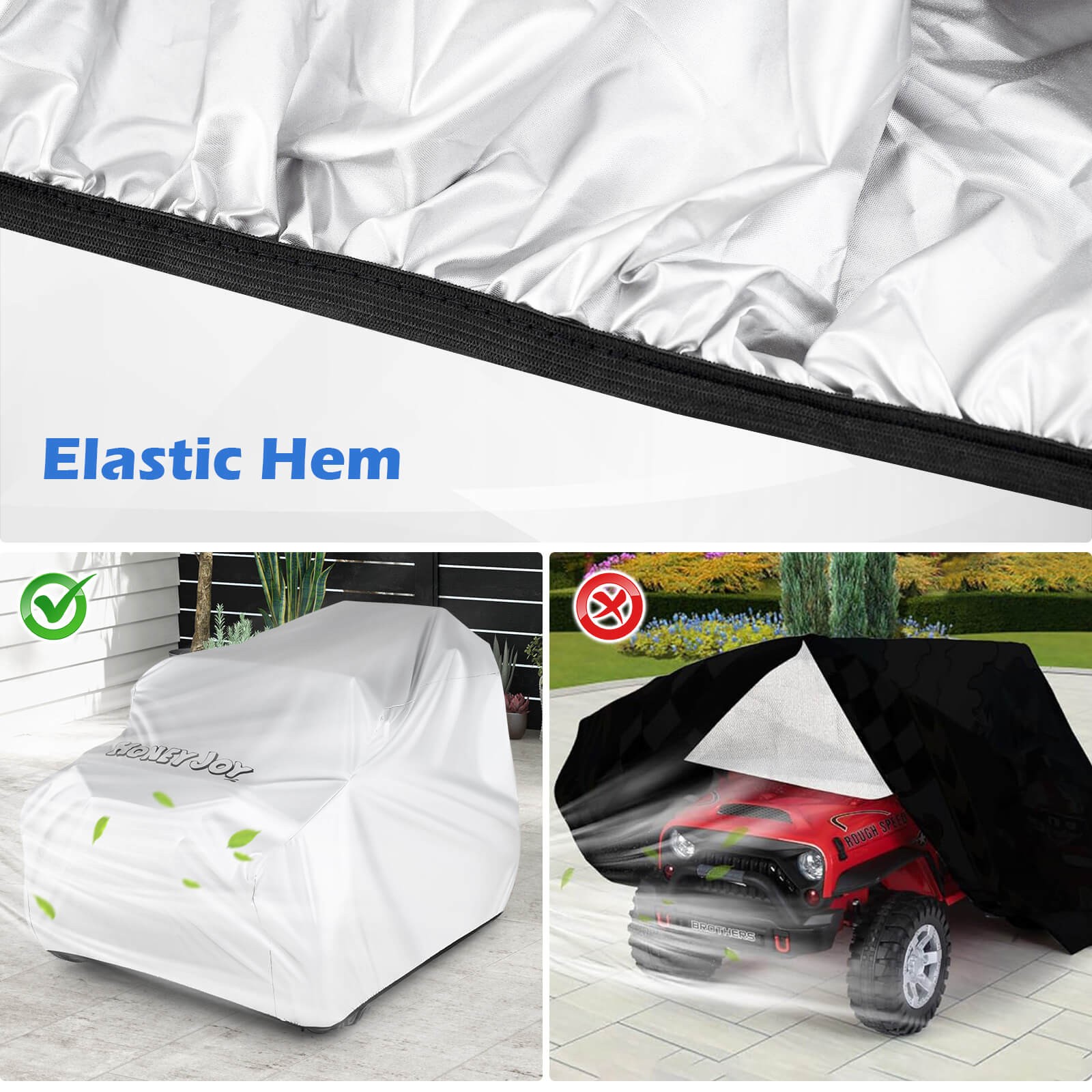 Kids Ride-On Toy Car Cover w/Silver Coating Storage Bag Universal Fit for Truck