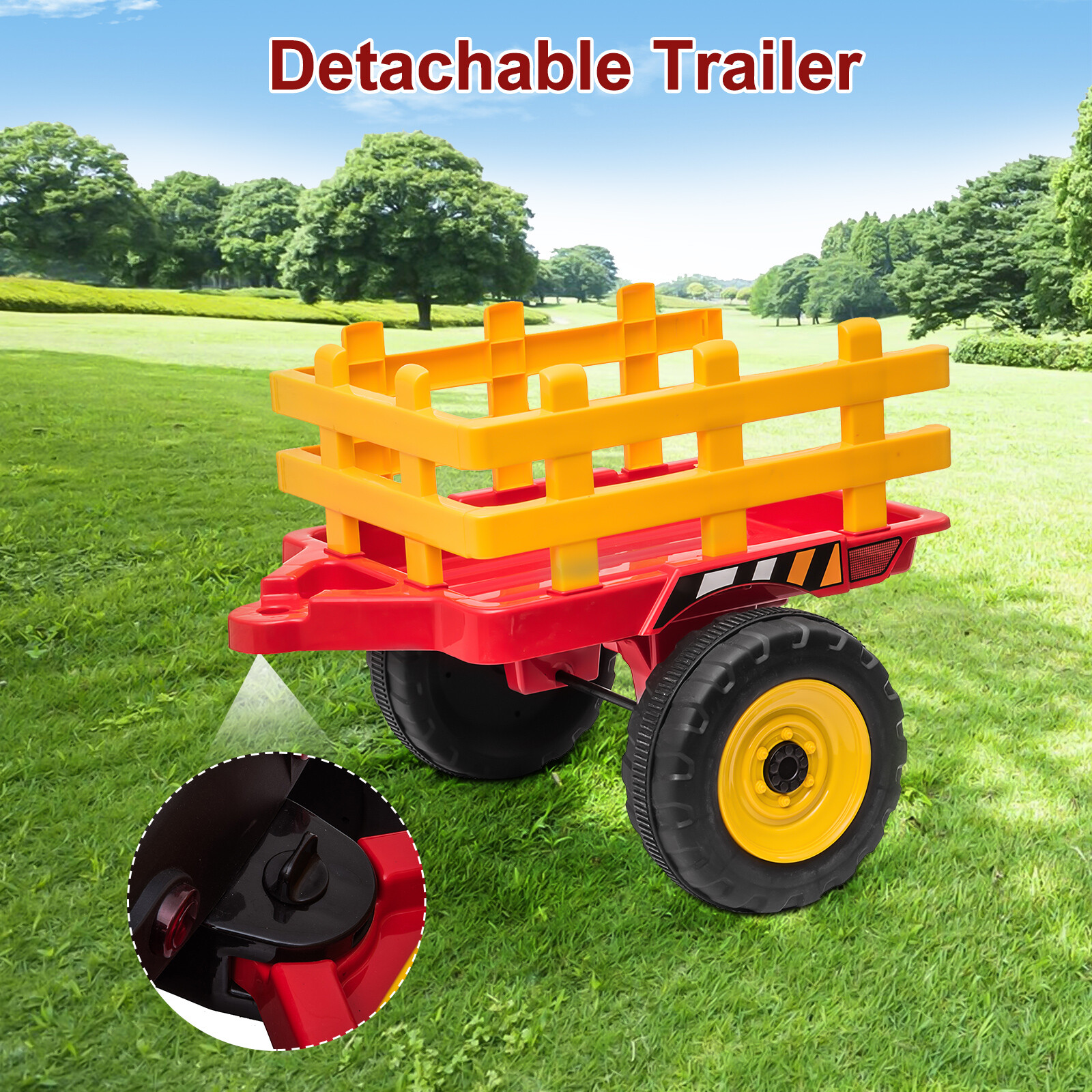 Battery-Powered 12V Kids Electric Ride on Car Tractor w/Trailer & Remote Control