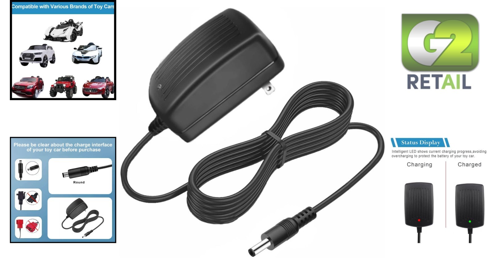Portable 12V Battery Charger for Kids’ Electric Cars – Effortless Charging