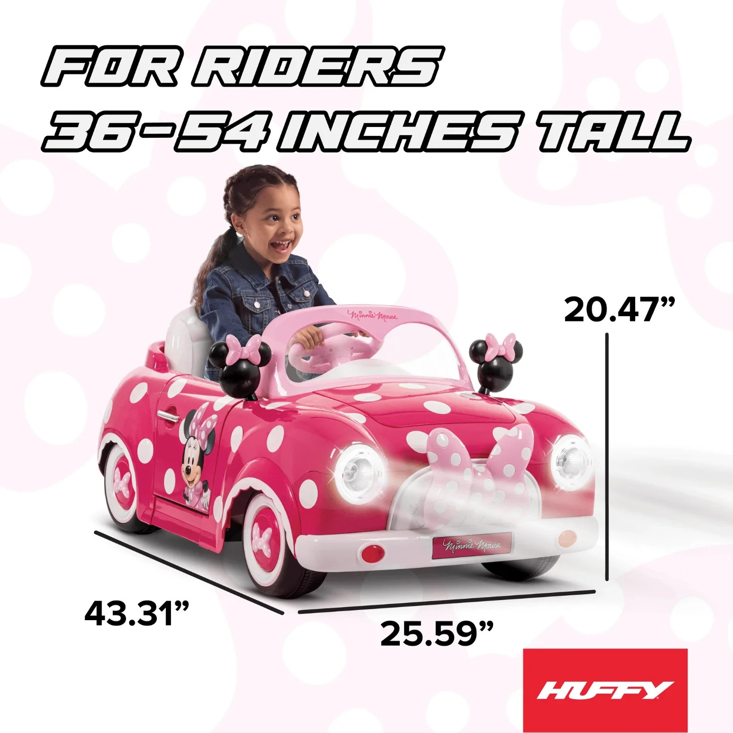 Huffy Minnie Mouse 6V Battery-Powered Ride-On Car for Kids Ages 3+