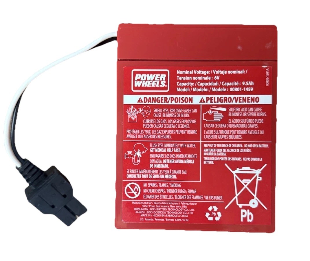 Genuine Power Wheels 6-volt Red Battery