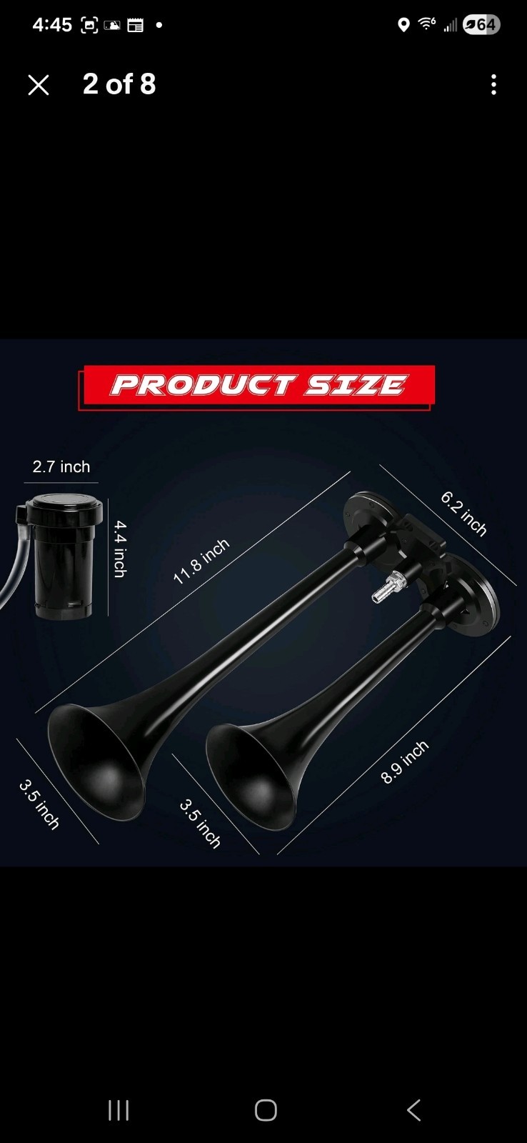 150DB Train Air Horn Kit for Trucks, Boats, Cars with 120 PSI Compressor, Dual