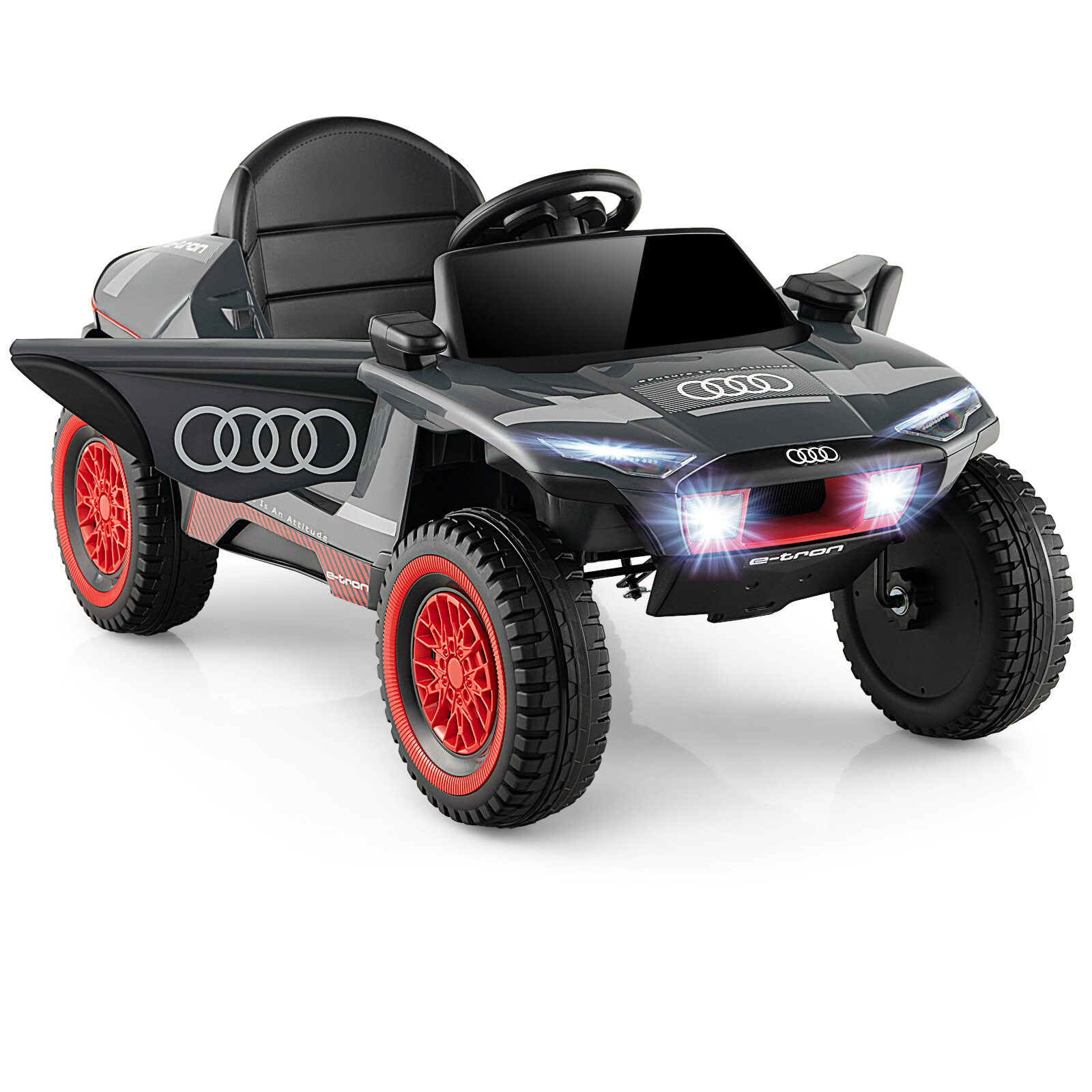 12V Licensed Audi Kids Ride-On E-tron Racing Car w/Remote Controll & Lights Gray