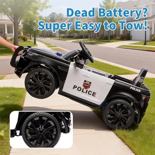 12V 4.5Ah Kids Electric Police Car Ride on with Remote Control, LED Black