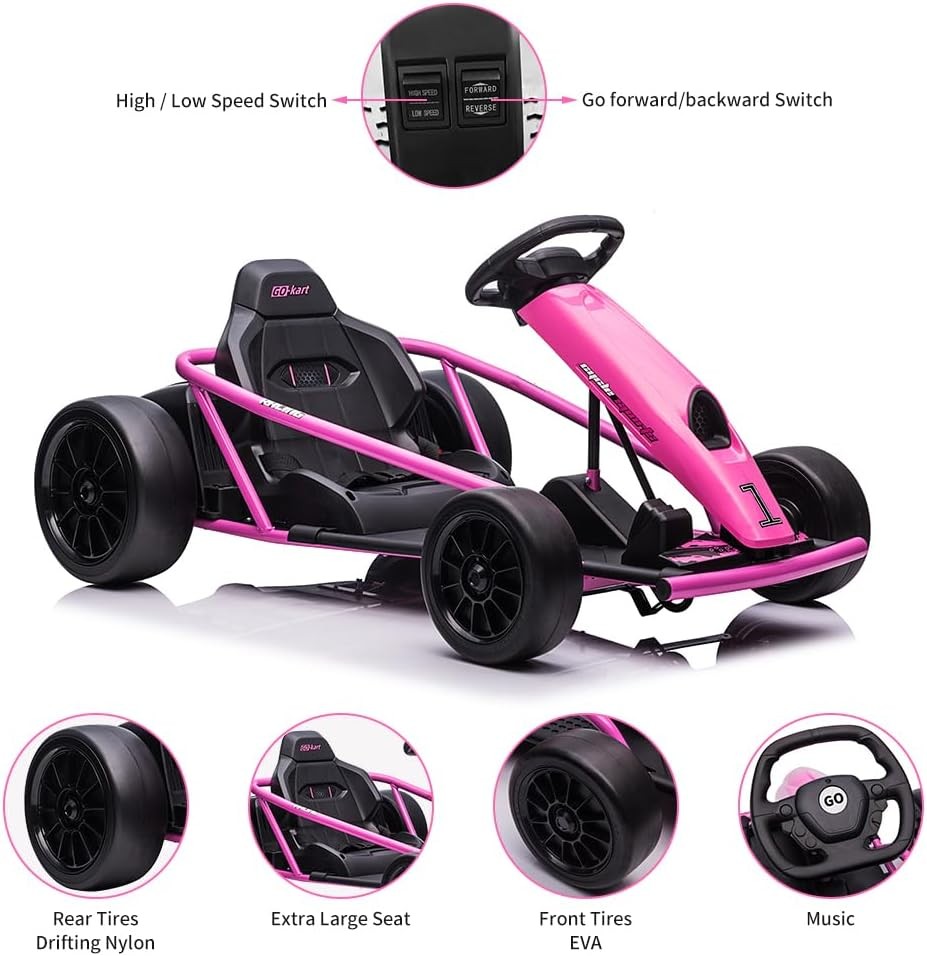 ⚡24V Electric Go Kart Kids Ride On Toy Dual 300W Motors 155lbs Capacity