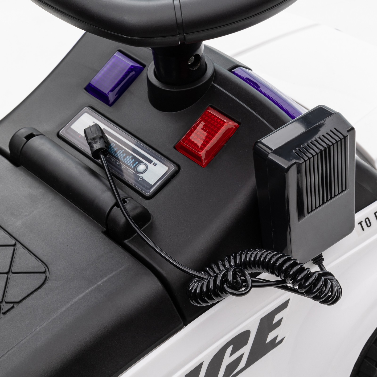 White Kids Push Ride On Police Car Foot to Floor Toy Horn 1.5-5 Years