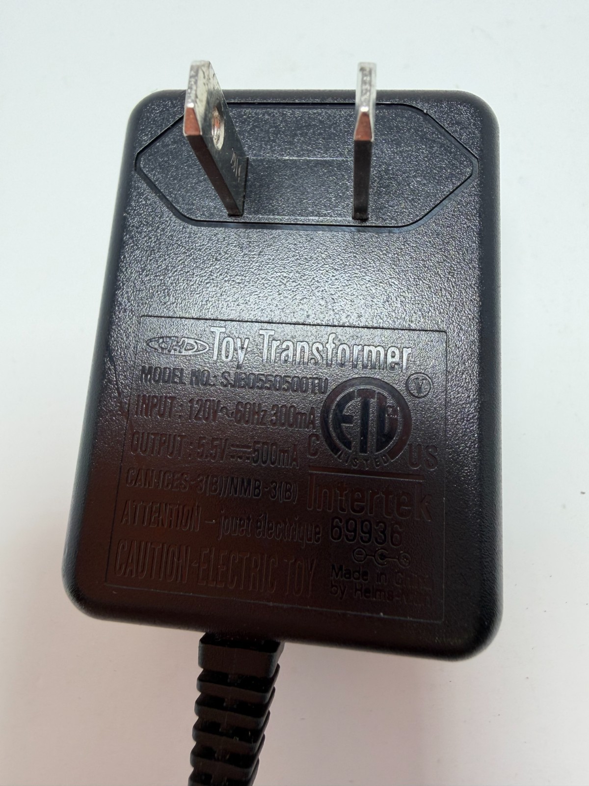 Hot Wheels “Toy Transformer” Power Supply, Model No. SJB0550500TU, Output 5.5V