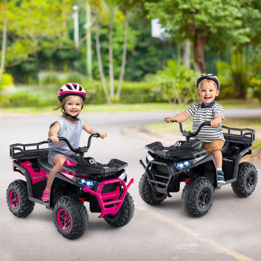 24V Kids Ride on Electric ATV Quad Car with Realistic Sounds and LED Lights-Blac