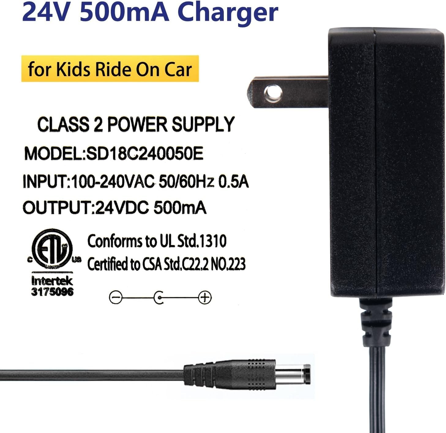 24V Charger for Ride On Car, 24 Volt Kids Battery Charger with Charging Indic…