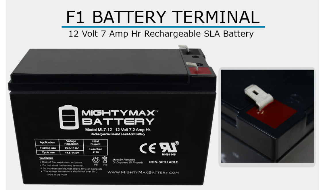 Kids Ride On Car 12V Replacement Battery 7 Amp Hr. for Electric Power Wheels