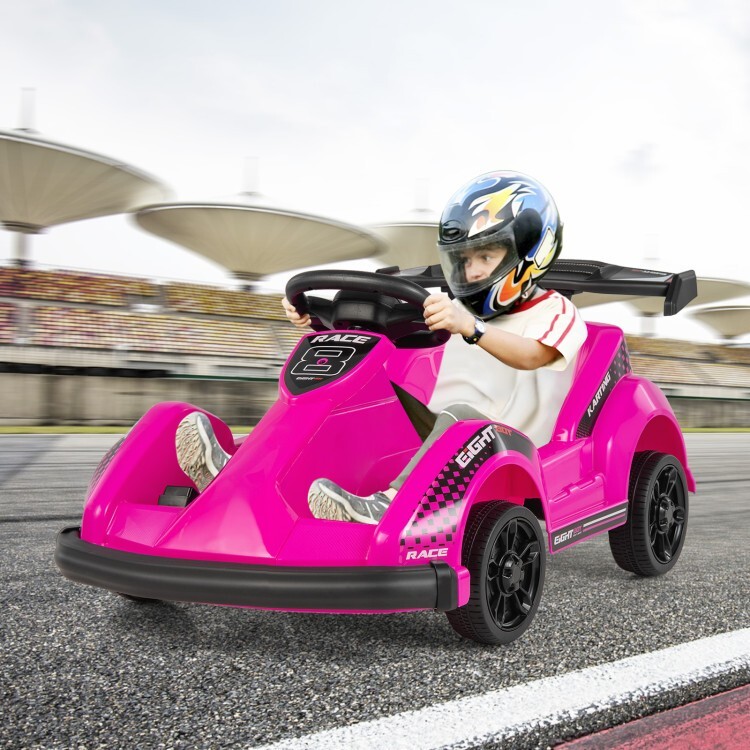 Go Kart Kids 6V Battery Powered Ride On Toy w/ Remote Control & Safety Belt Pink