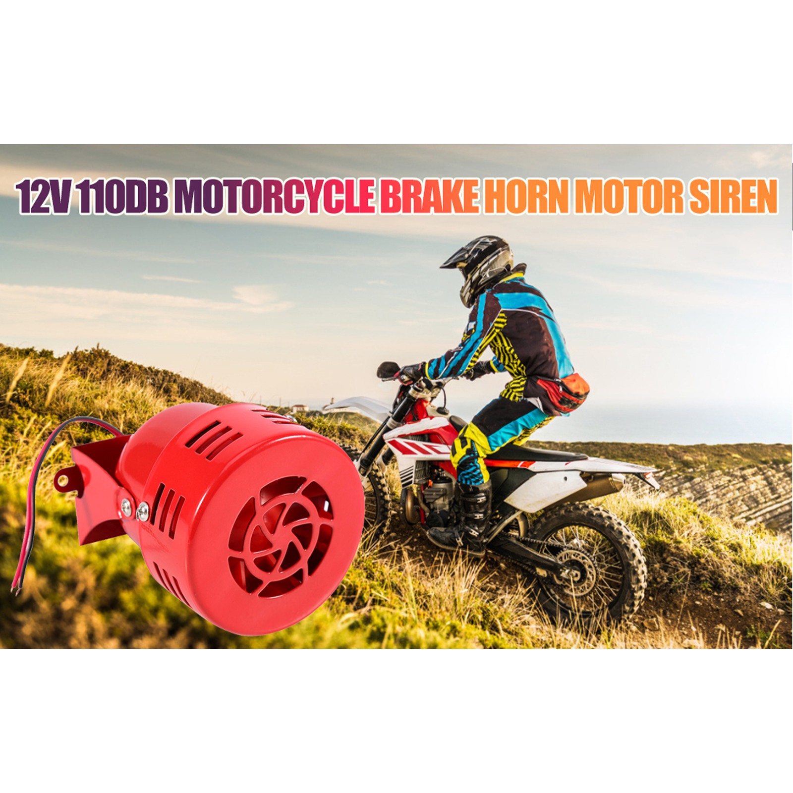 110 DB Durable Electric Motor Siren For Car Truck Motorcycle Compact Red Ai NZAD
