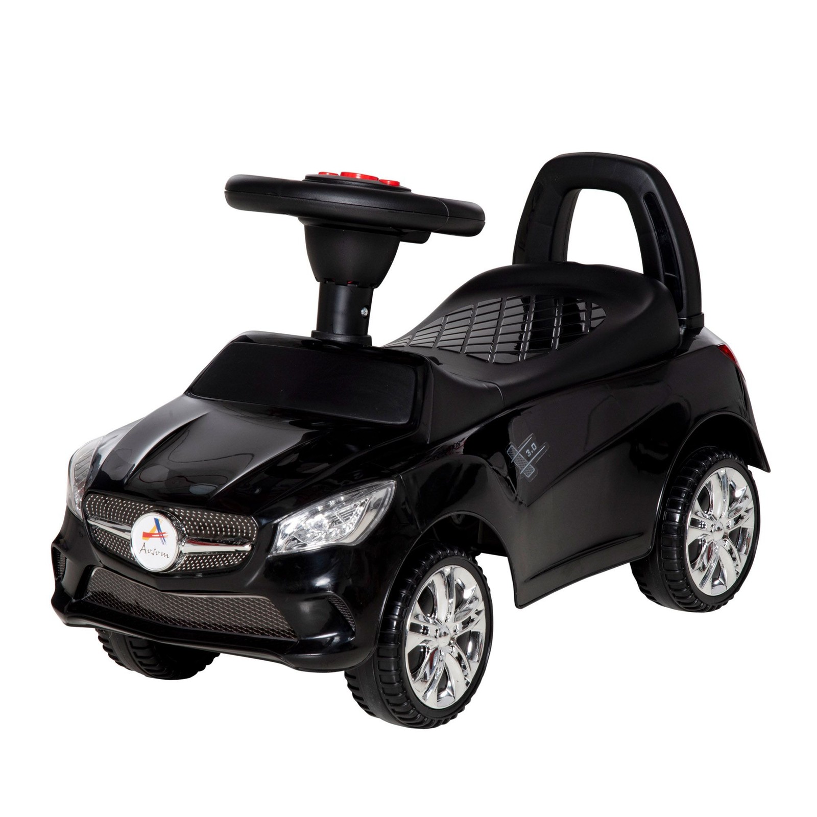 Educational Ride On Push Car 25x11x14.25in Horn Radio Lights Play Black