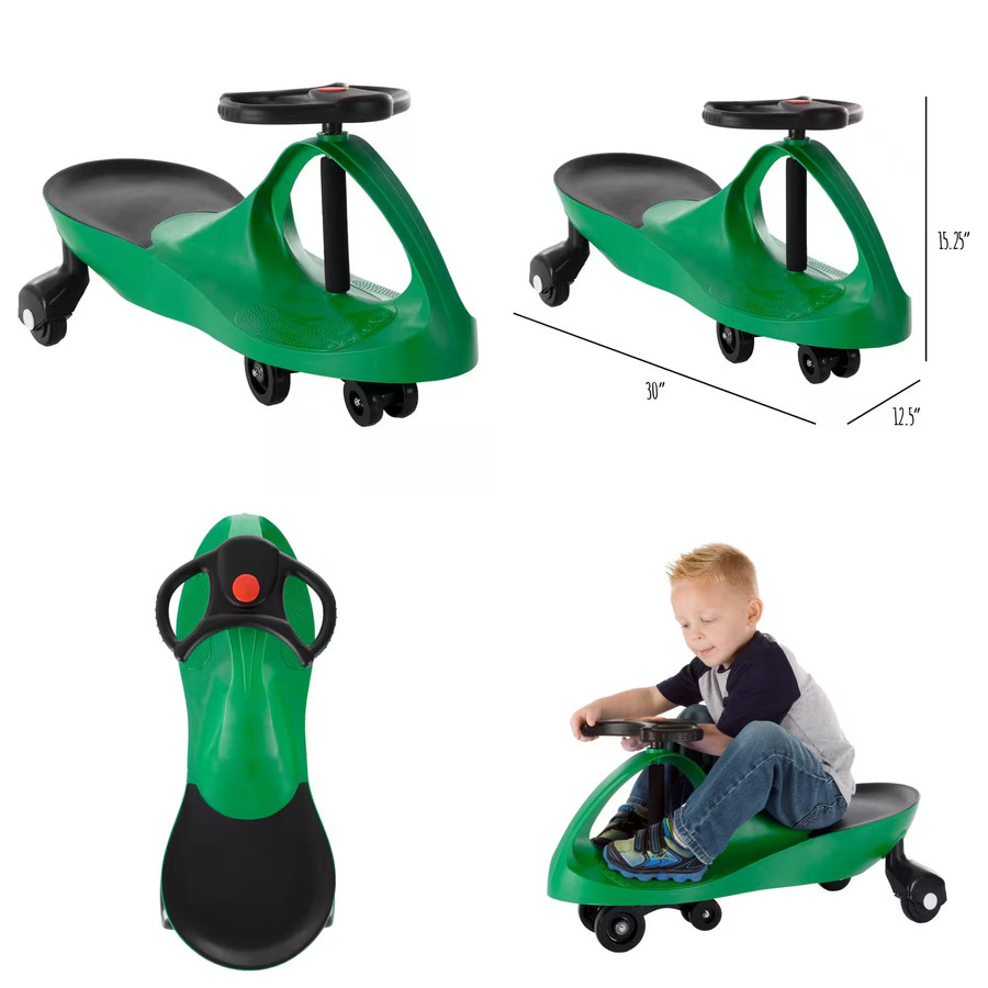 Kids’ Zigzag Ride on Car Toy No Batteries for Boys & Girls 3 yrs and up, Green