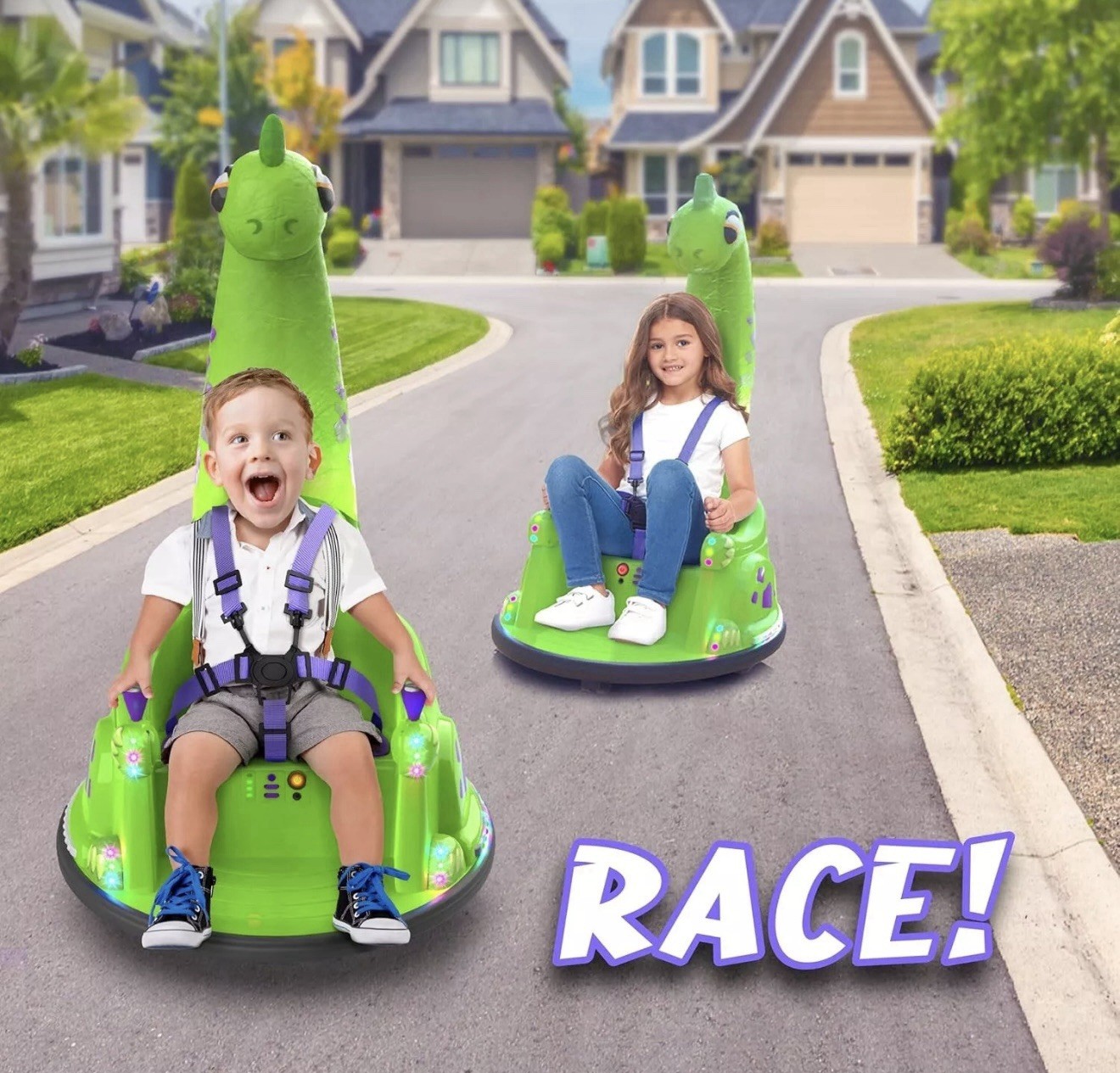 Bumpeez Bumper Car, 12V Electric Ride Toy with Remote Control, 3-6yrs Kids GREEN