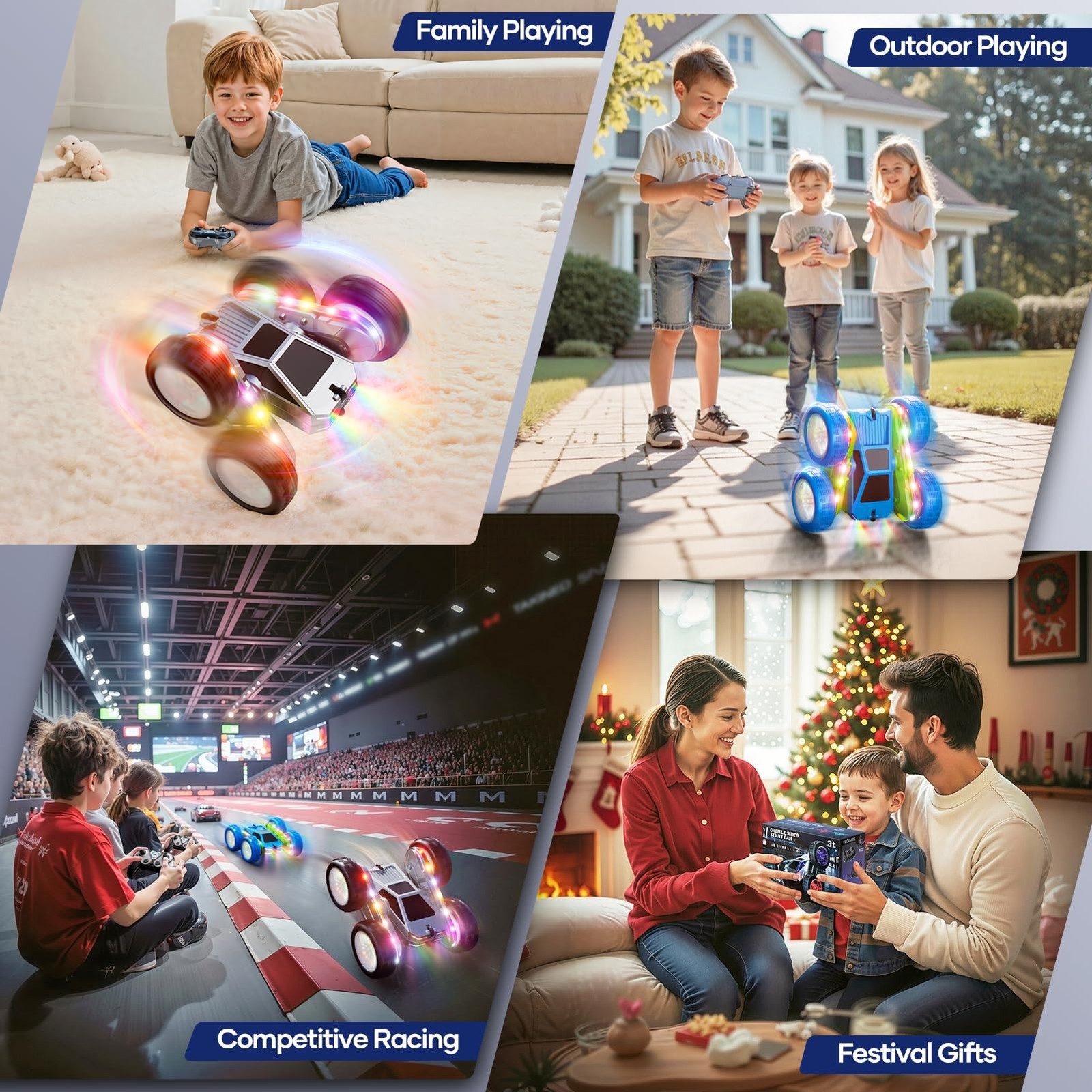 WayEee Remote Control Car for Boys 4-7, 360° Flips Rotating RC Stunt Car wi