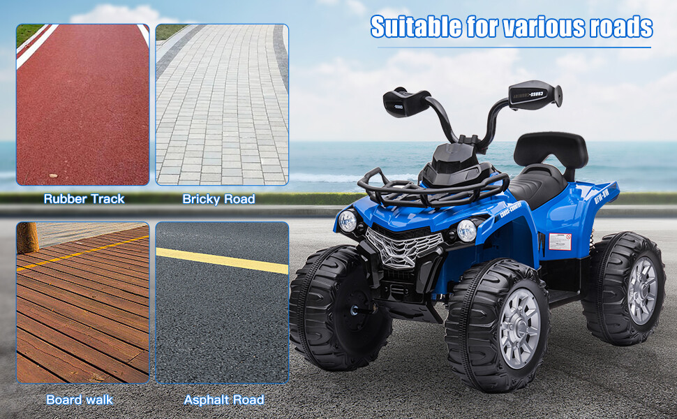 12V Electric Car Kids Ride On ATV 4-Wheel Electric Cars for Kids 3-6 Years Old