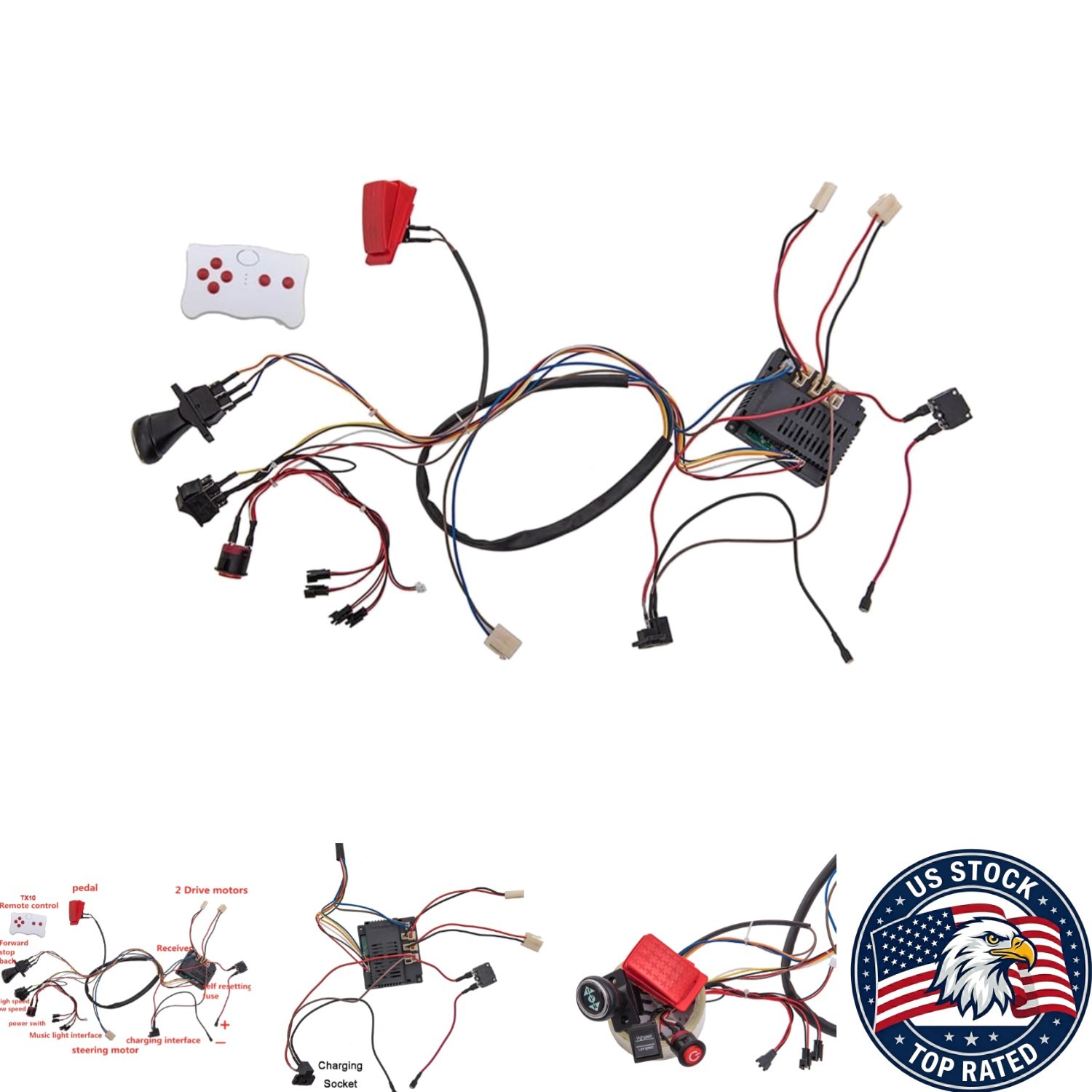 Kids Electric Car Accessory Set: 12V Wires, Remote Control & Safety Features
