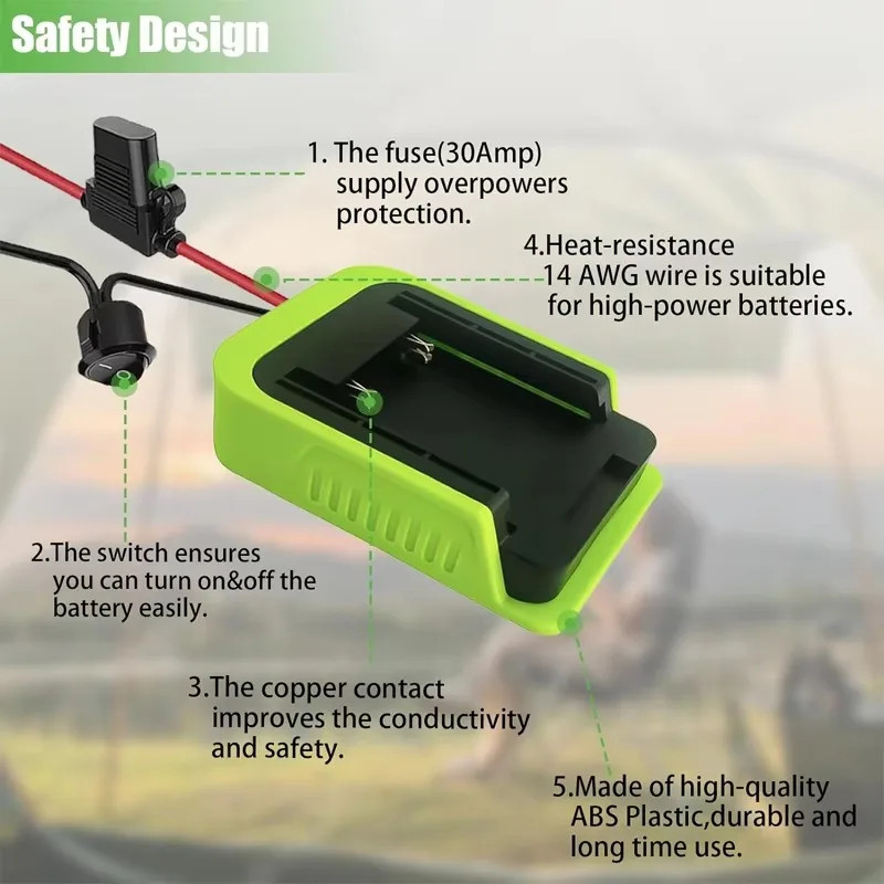 Battery Power Wheel Adapter for Ryobi 40V Li-ion with Fuse and Switch for DIY Re