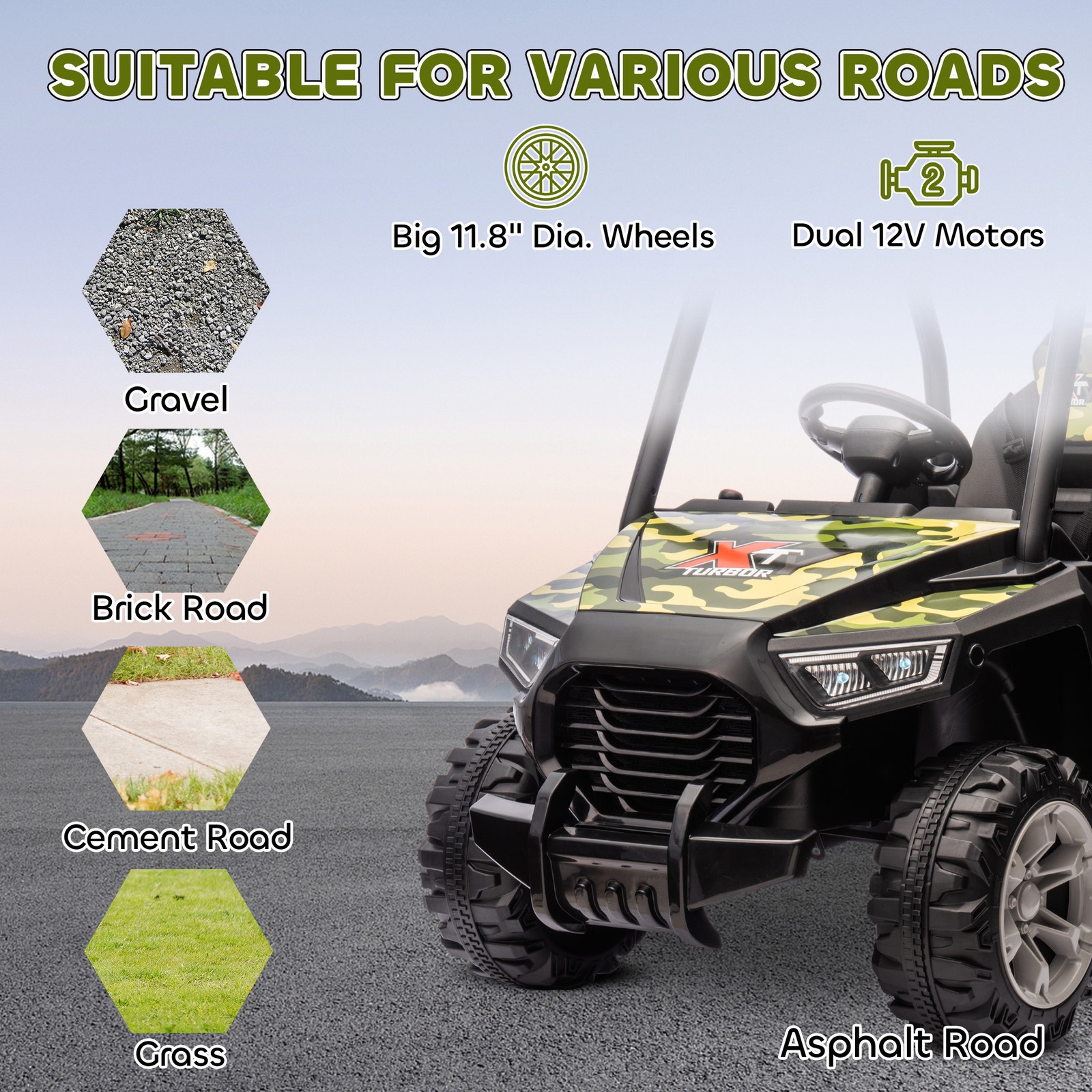 12V Kids Electric Car with Parent Remote Control, Spring Suspension