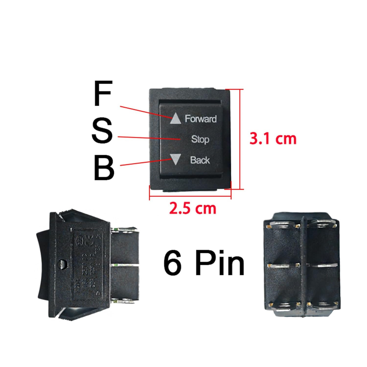 2 Pcs Universal Forward and Backward Switch for 6-24V Power Wheel Children’S Ele