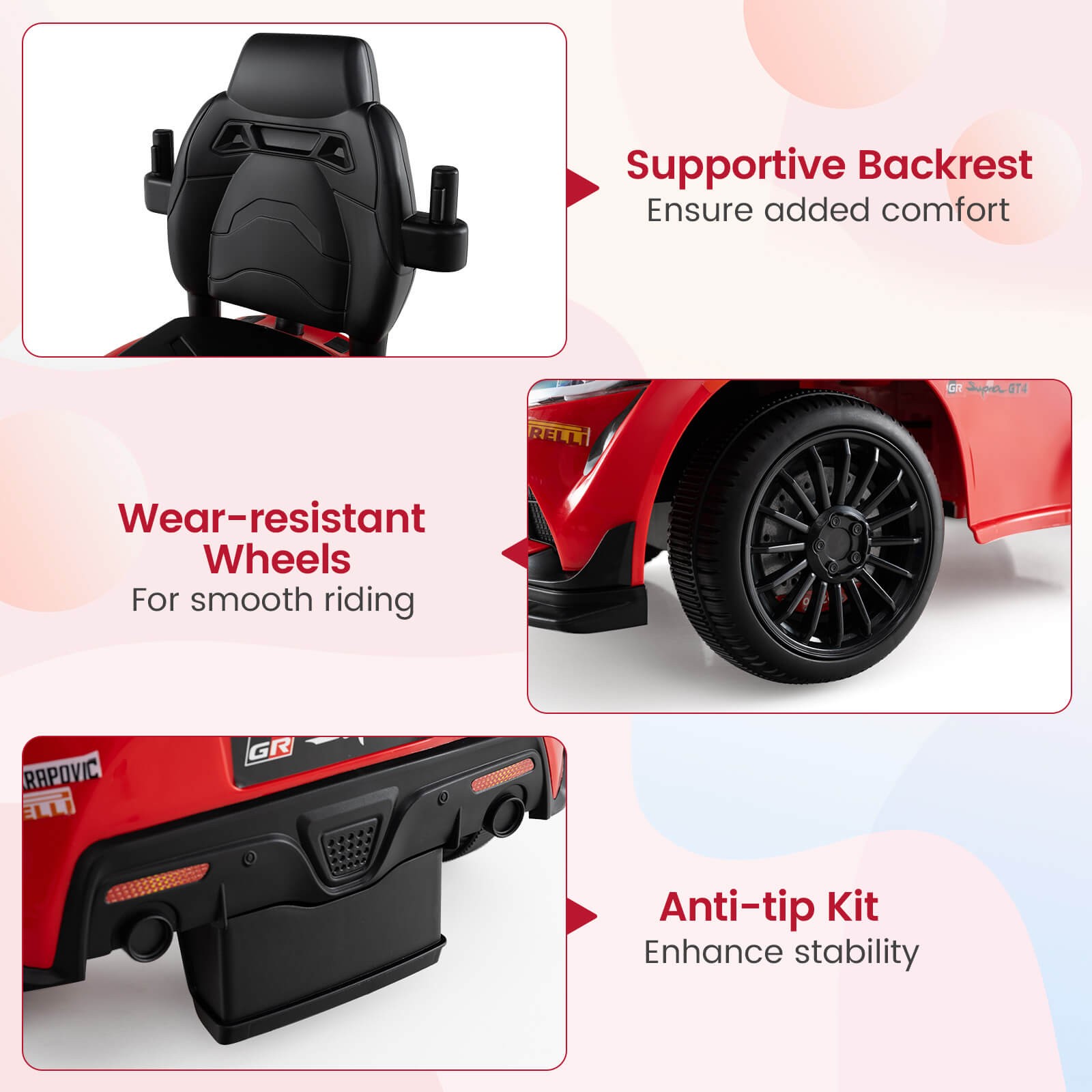 Toyota Licensed Ride on Push Car w/Parent-Control Handle Music Safety Guardrail