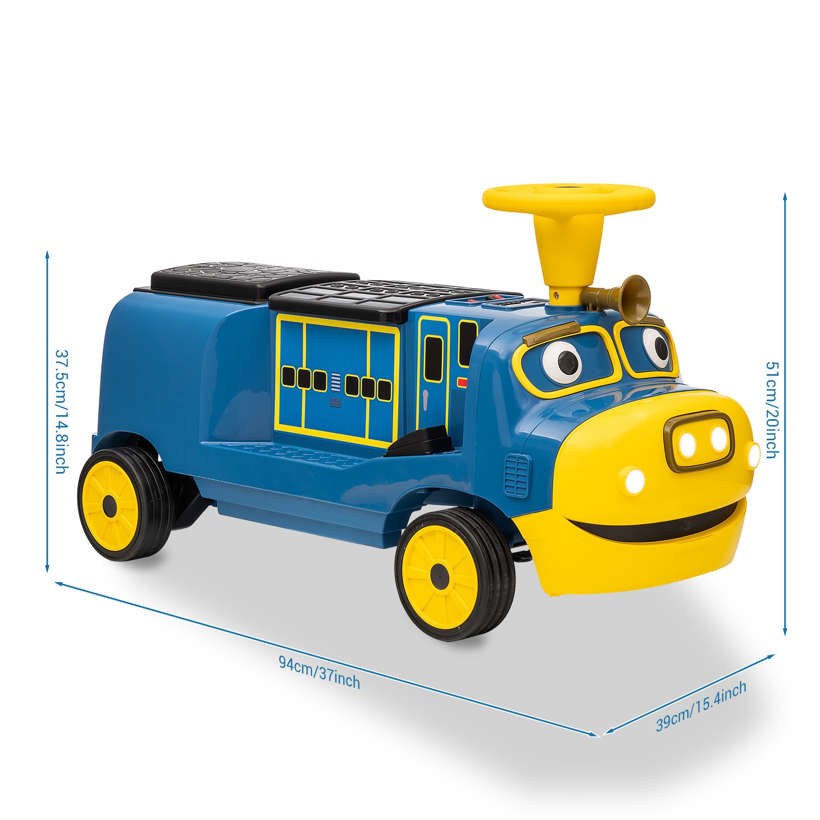 12V Kids Ride On Car 2-Seater Electric Toy Train Trackless Battery Powered Car