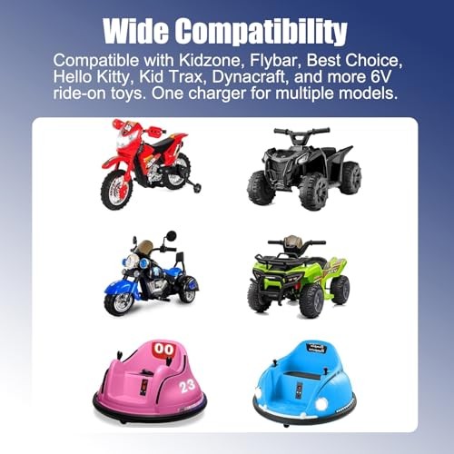 6V Charger for Ride On Toys, Kids Electric Car Power Adapter