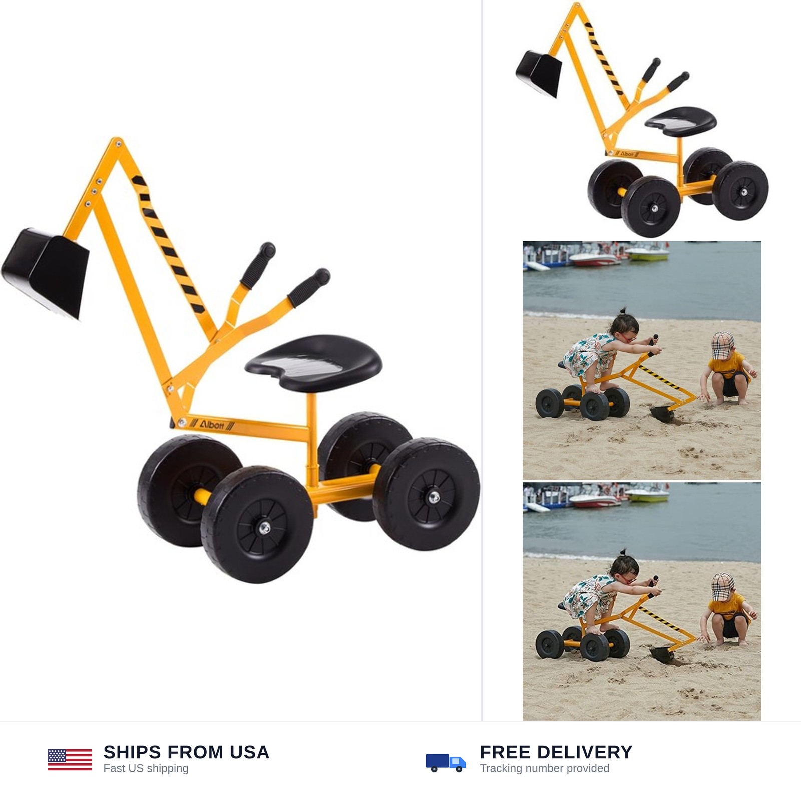 Albott Ride On Sand Digger Excavator Toys Working Crane with 8 inches Wheels …