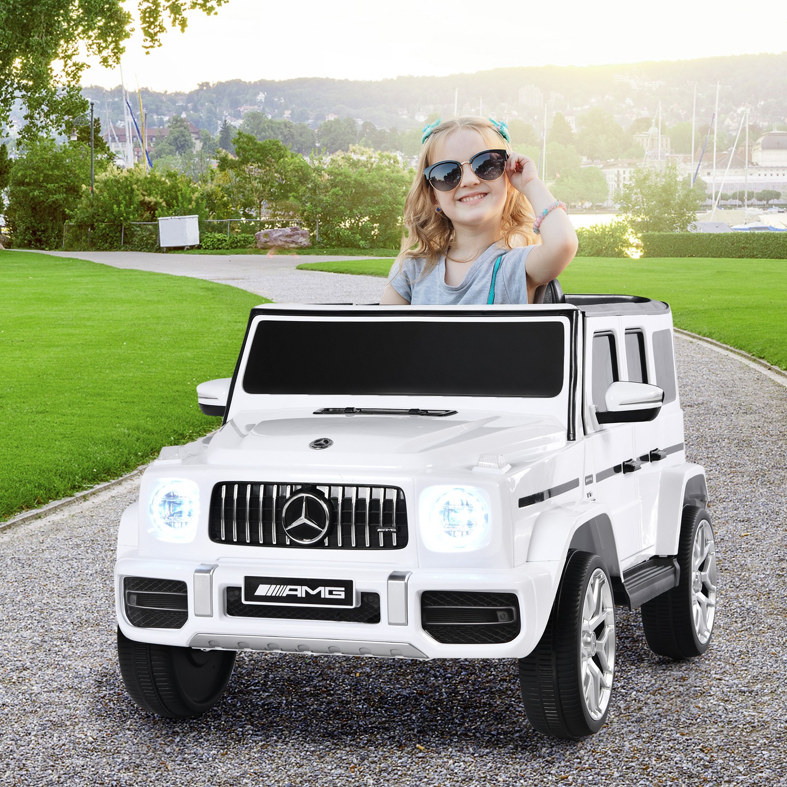 12V Kids Ride On Car Licensed Mercedes-Benz G63 w/Music & Remote Control White