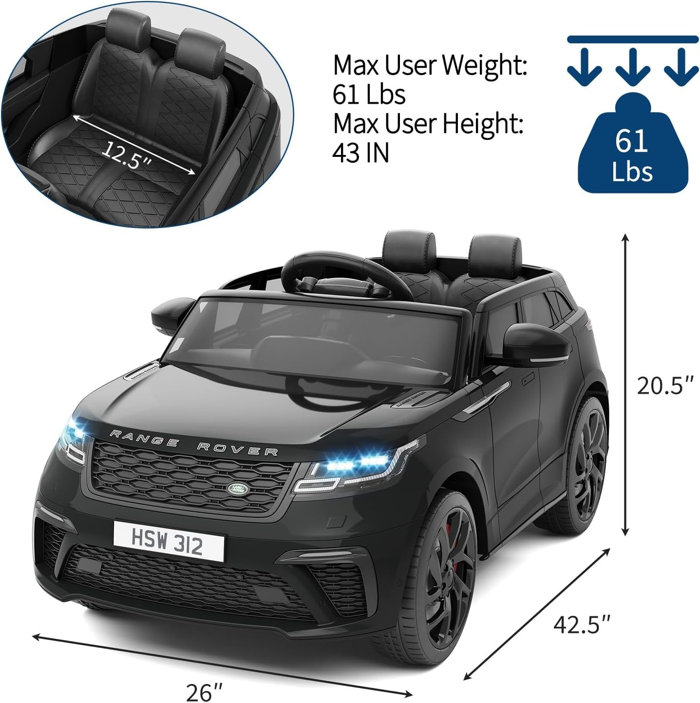 12V Kids Ride On Car Electric Ride On Toys w/ Parent Remote Light Mp3 Player