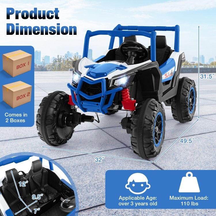 2-Seater Kids Ride on Electric UTV 24V battery Gift Kids w/2.4G Remote Control