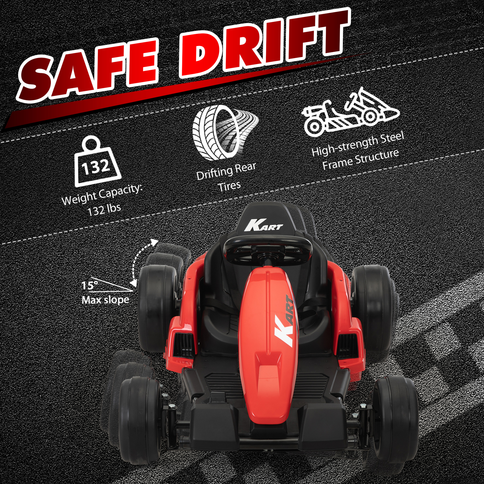 TOBBI 24V Kids Go-Kart Electric Power Ride On Toy Vehicle for Kids Aged 4-16