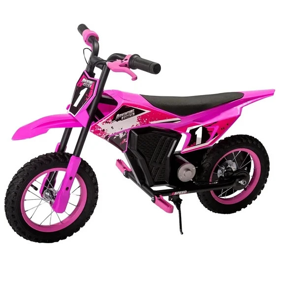 Kid’s 12V Adventure Electric-Powered Mini Dirt Bike, Ride-On Toy, Ages 5+, Pink