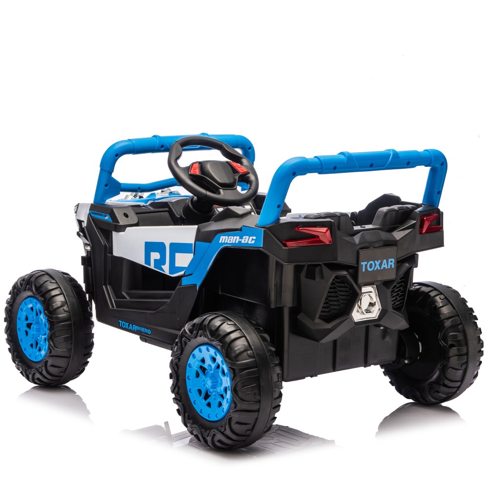 12V Kids Ride On Electric UTV, Anti-Slip Wheels w Front Shock Absorbers, Blue