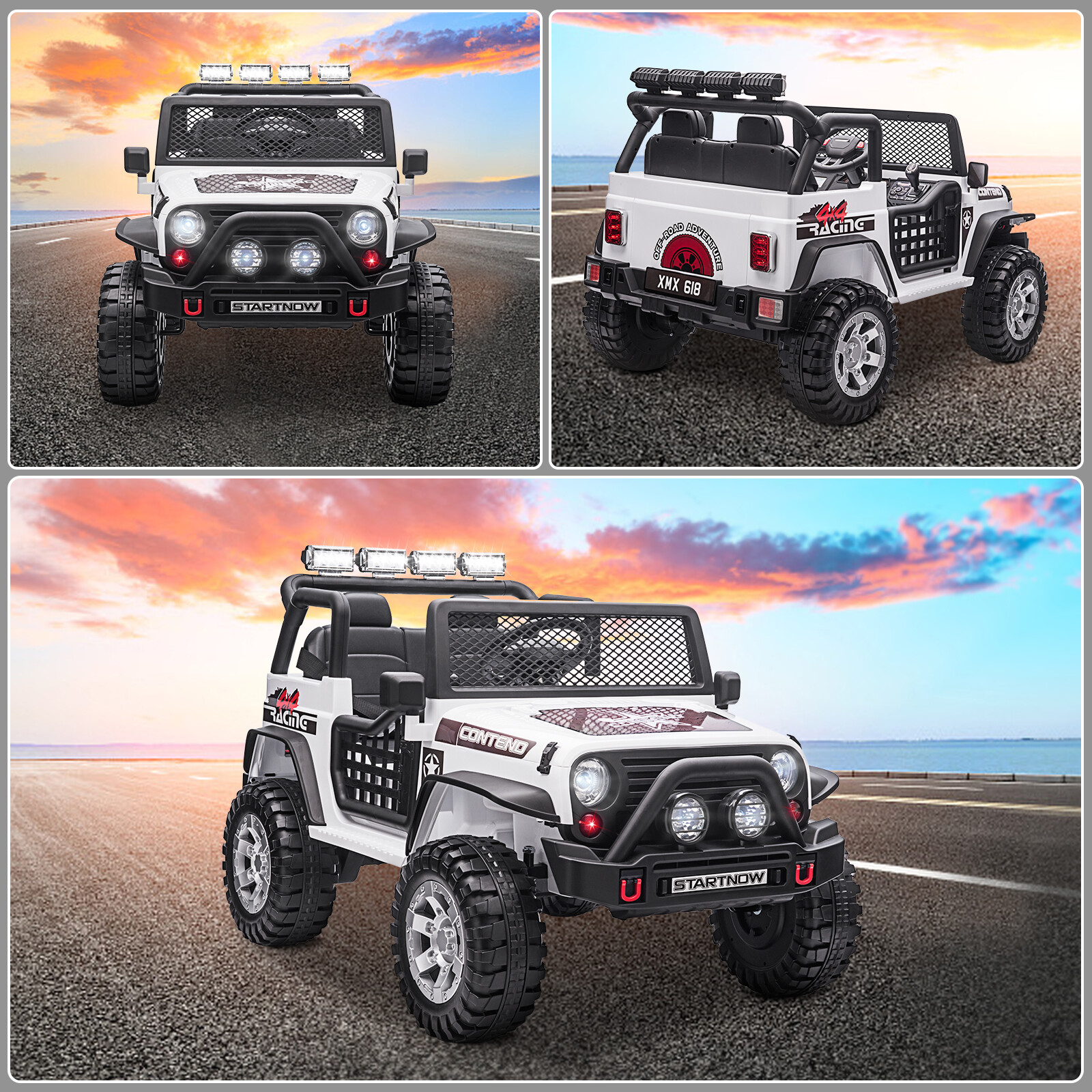 Electric 12V Battery Kids Ride On Car Toy Jeep USB Bluetooth Remote Control Whit